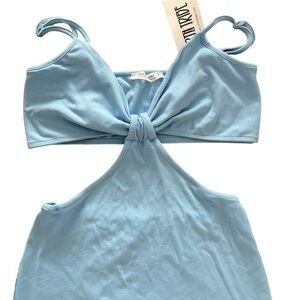 12th Tribe Blue Tie Front Cut Out Mini Dress